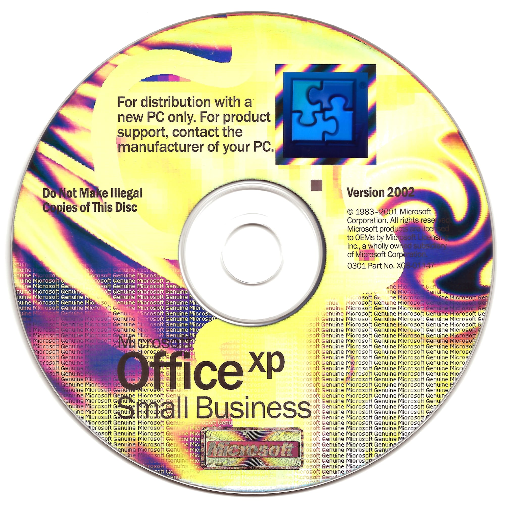 A CD-ROM of Microsoft OfficeXP Small Business Edition from 2002.